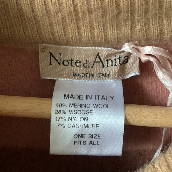 NOTE DI ANITA Merino Wool Made in Italy Plaid Cropped Mock Turtleneck Poncho - Picture 5 of 9